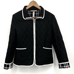 BURBERRY Burberry Black Quilted Button Jacket Women's Designer Outerwear Medium